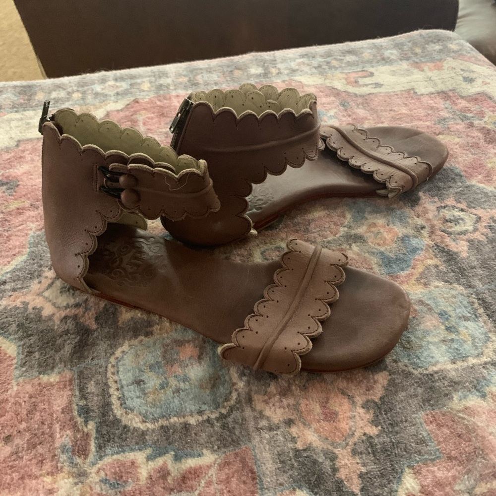 Brown sandals.